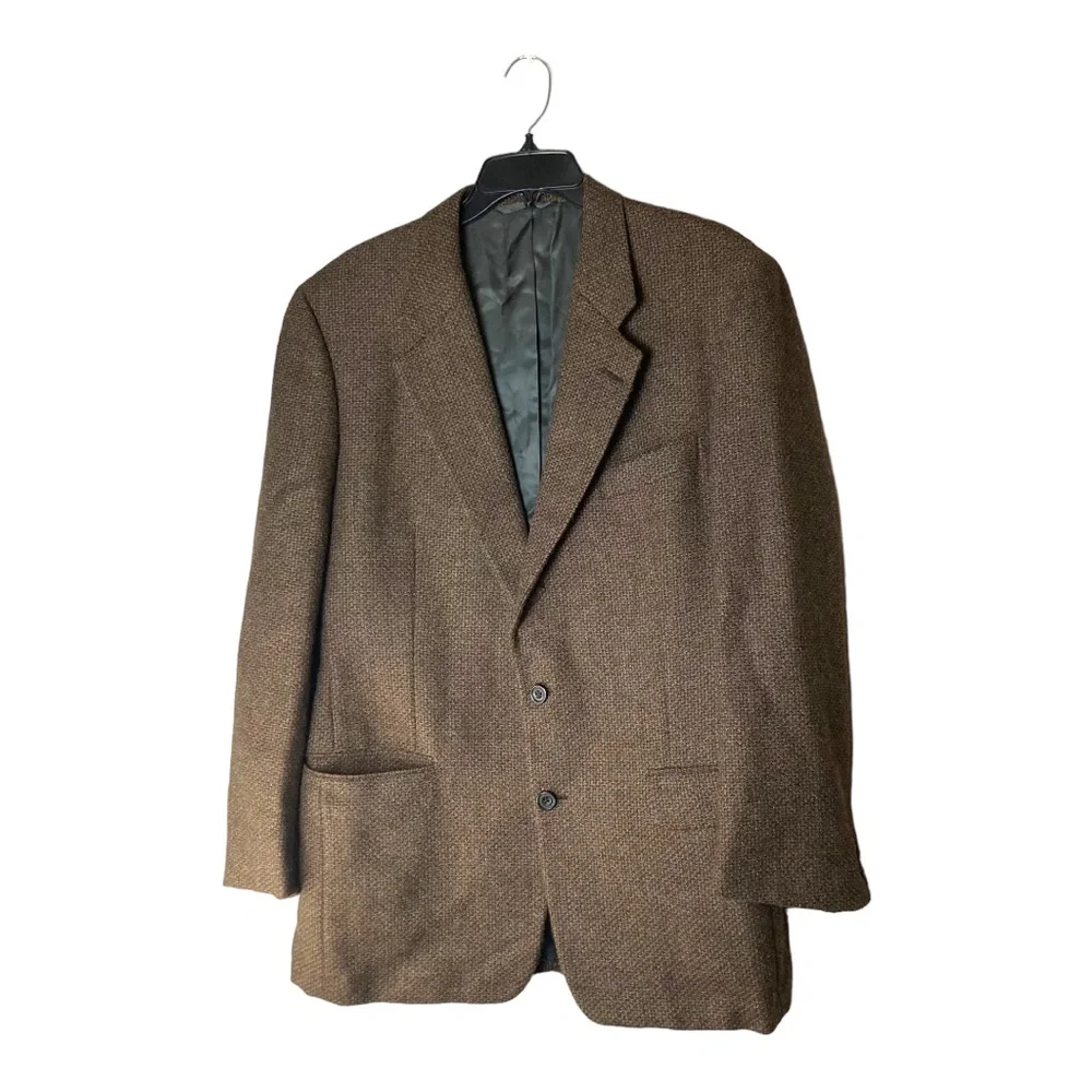 Hickey Freeman Brown Tweed Blazer 3 Button Up Front‎ Size 42