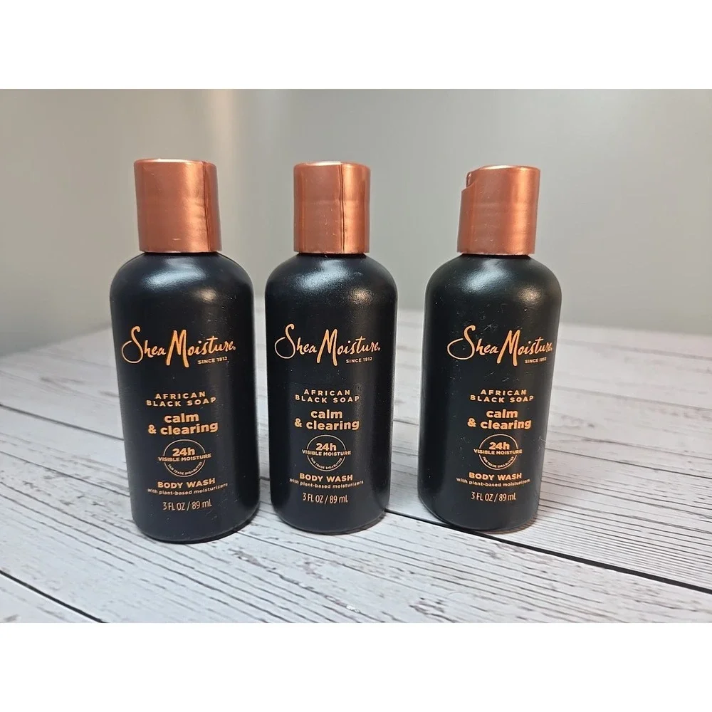 Lot of 3 -‎ Shea Moisture African Black Soap Calm & Clearing Body Wash - 3 oz