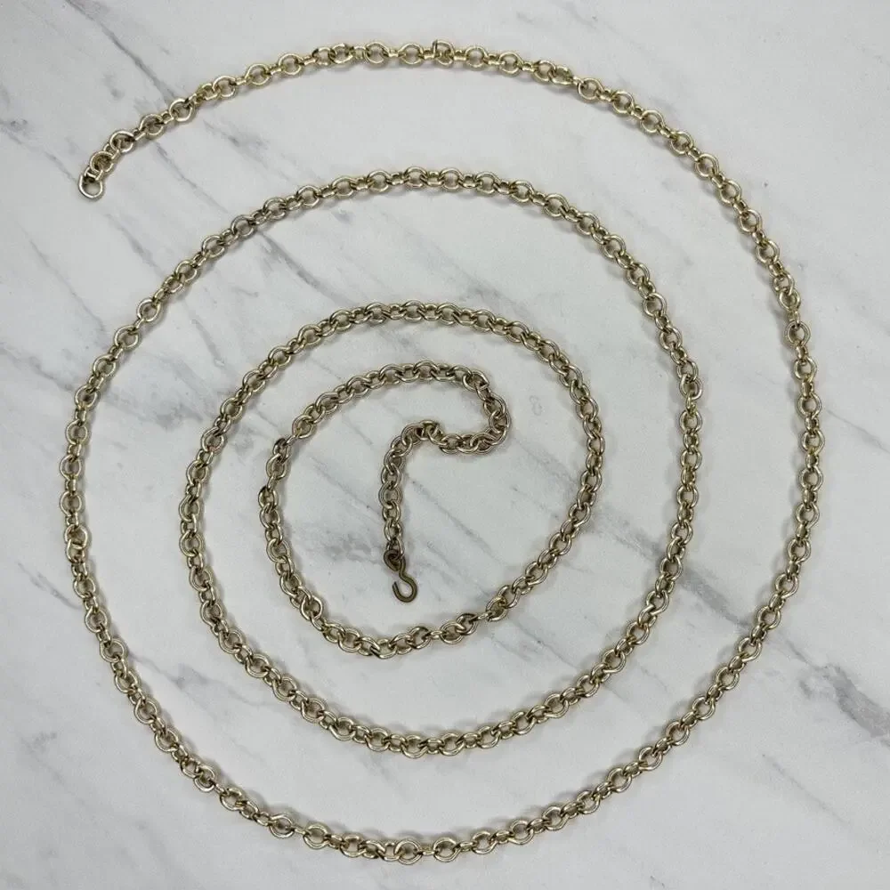 Gold Tone Rolo Chain Belt Extra Long One Size (OS) ✨