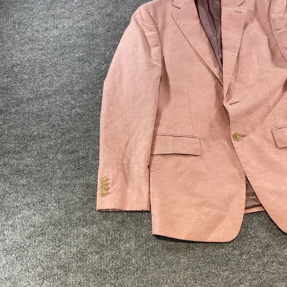 Perry Ellis Mens Slim Fit Cotton Linen Blazer 38 Regular Dusty Rose Pink Jacket