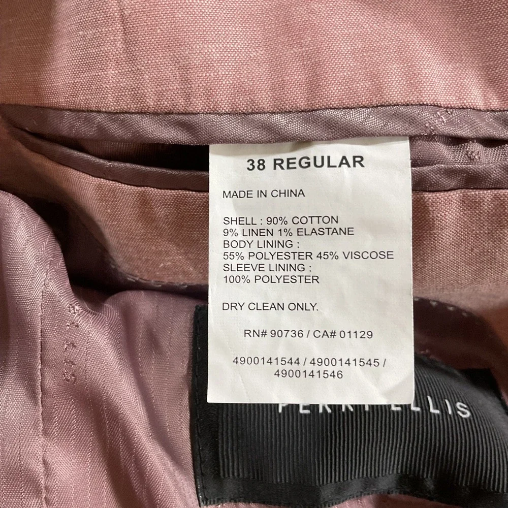 Perry Ellis Mens Slim Fit Cotton Linen Blazer 38 Regular Dusty Rose Pink Jacket