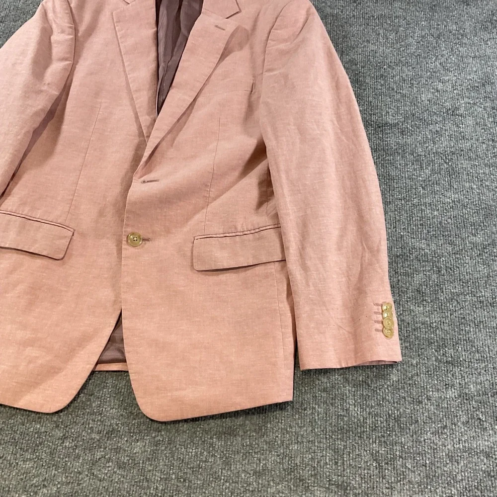 Perry Ellis Mens Slim Fit Cotton Linen Blazer 38 Regular Dusty Rose Pink Jacket