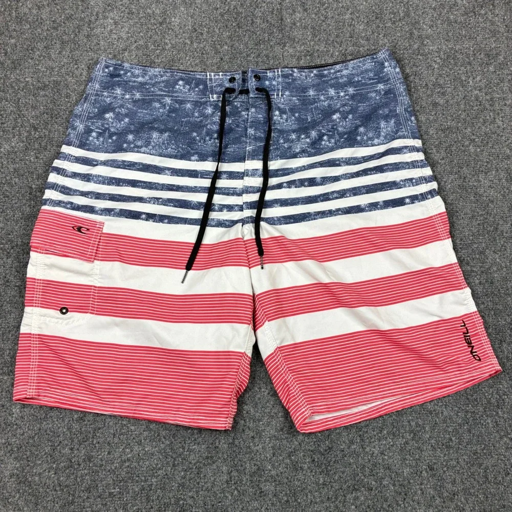 ONeill Mens American Flag Board Shorts Red White Blue Stars Stripes Size W36