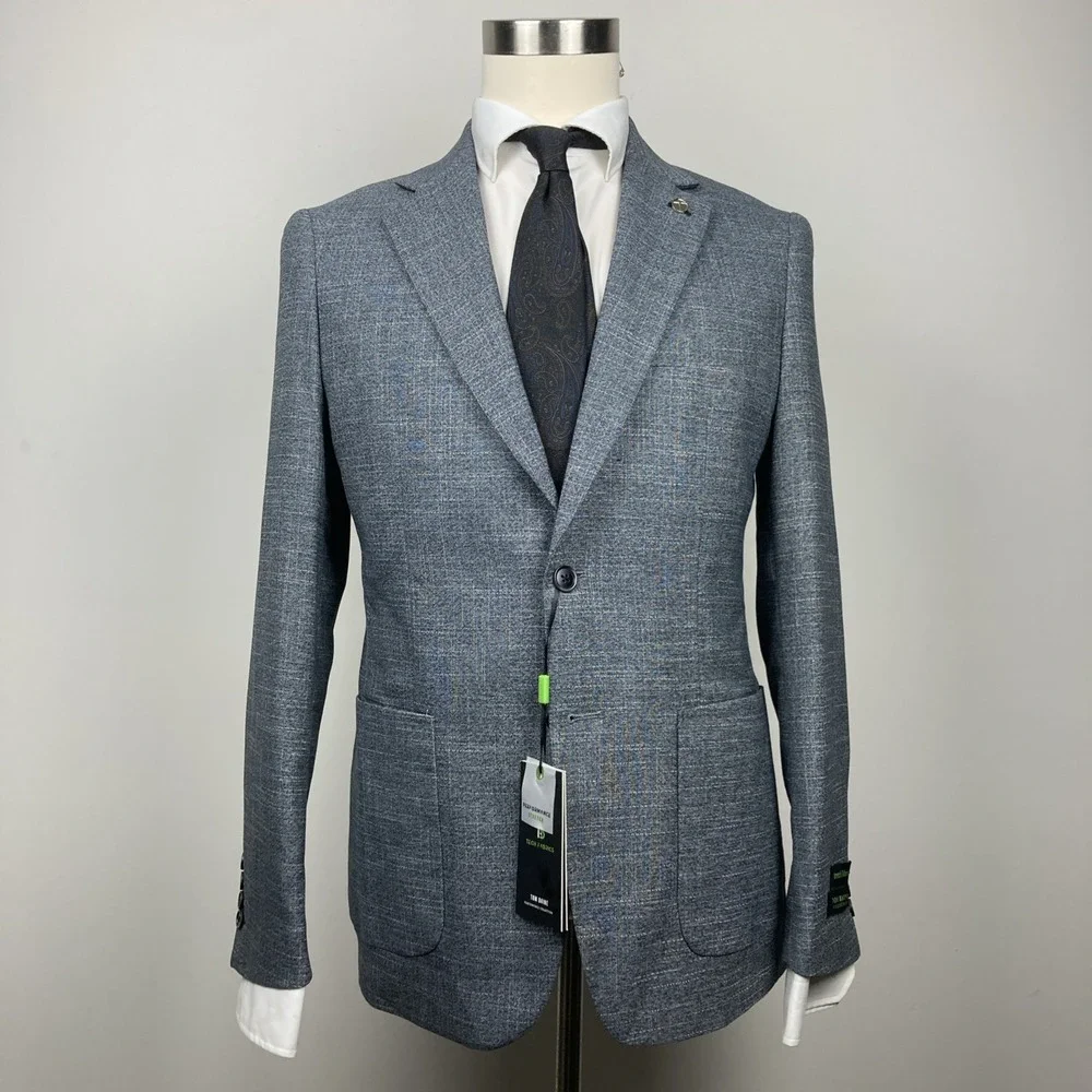 Tom Baine Men's Slim-Fit Sport Coat Blazer‎ Jacket Size 38S Grey