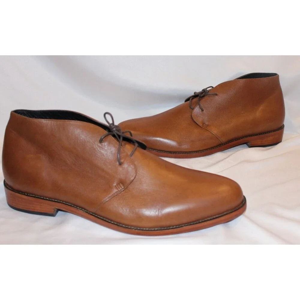 NISOLO MEN'S CHUKKA LEATHER BOOTS TOBACCO BROWN‎ SZ 12 NIB