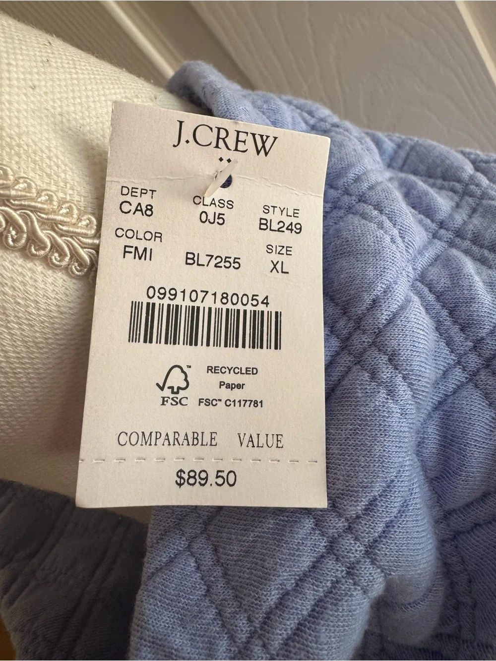 J. Crew quilted knit
