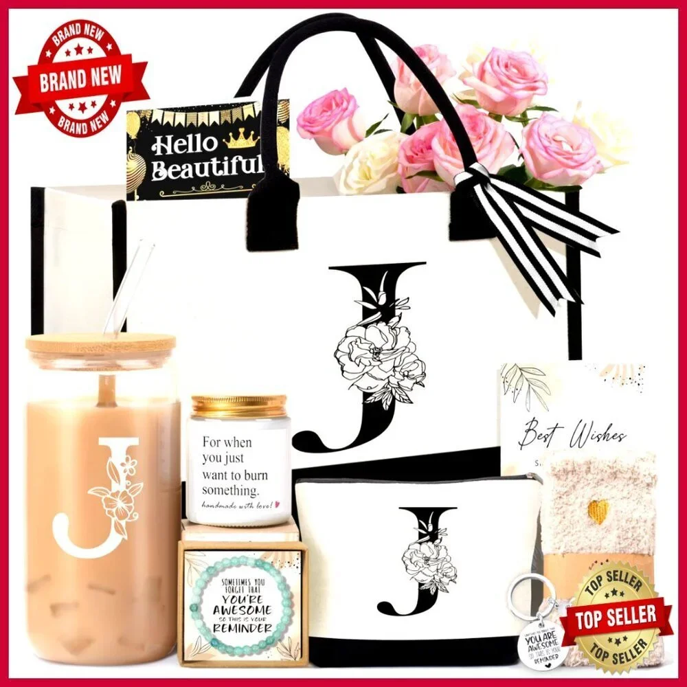 Personalized Monogrammed Tote Bag Set with Cosmetic Bag and Accessories