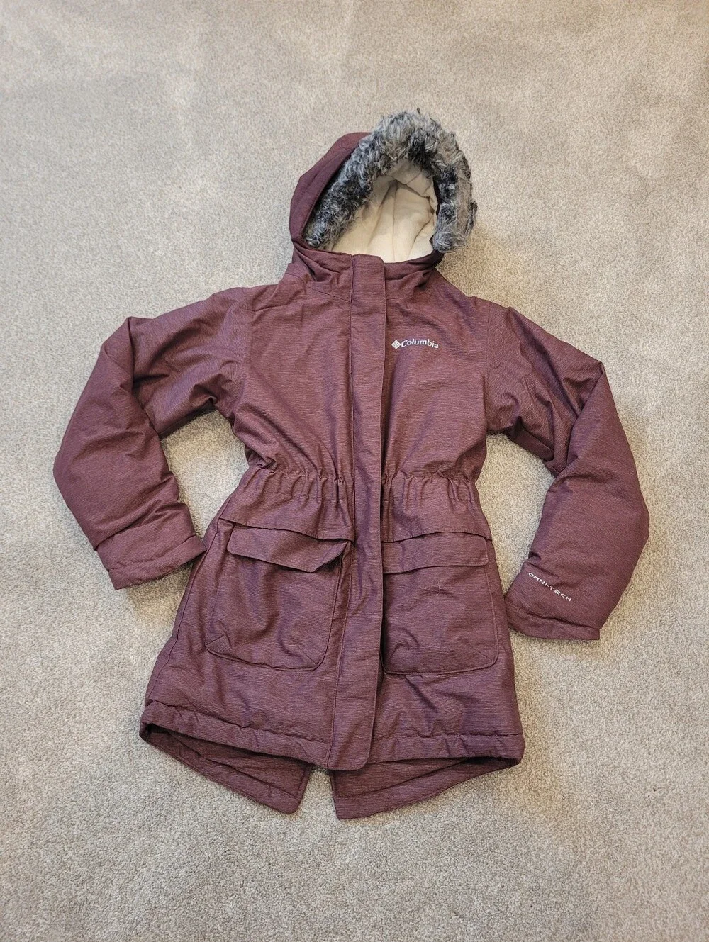 Columbia Girls’ Nordic Strider Waterproof Jacket Fur Hood Size 7/8
