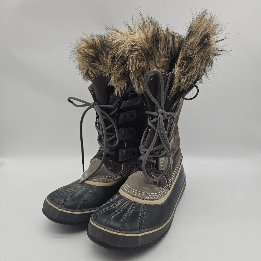 Sorel Womens Joan Of Arctic Gray Shale Suede/Rubber WP Boots Size 10..5