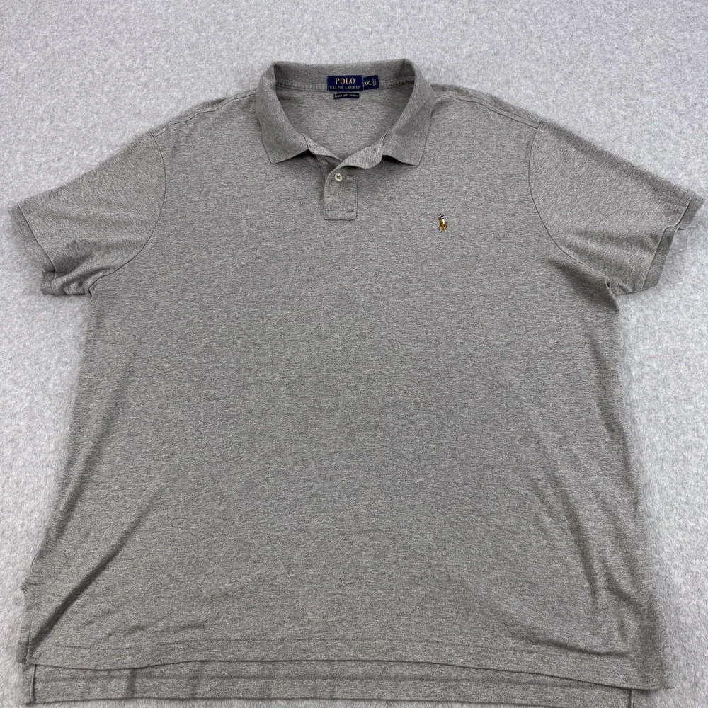 Polo Ralph Lauren Polo Shirt Mens 2XL Gray Pima Soft Touch Golf Full Color Pony