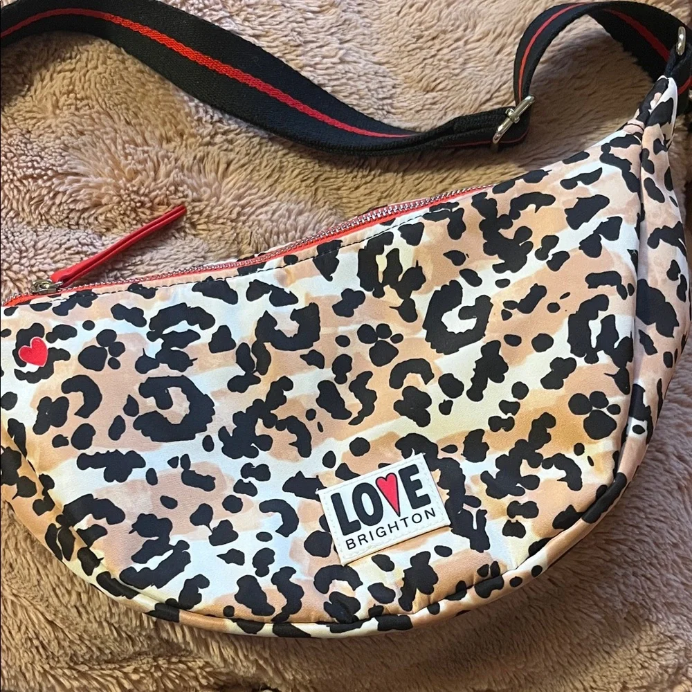 Brighton Leopard-Print Crossbody with Red Accents