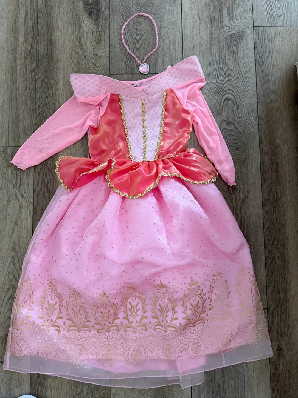 Girls Pink Princess Theater Costume with Gold Trim