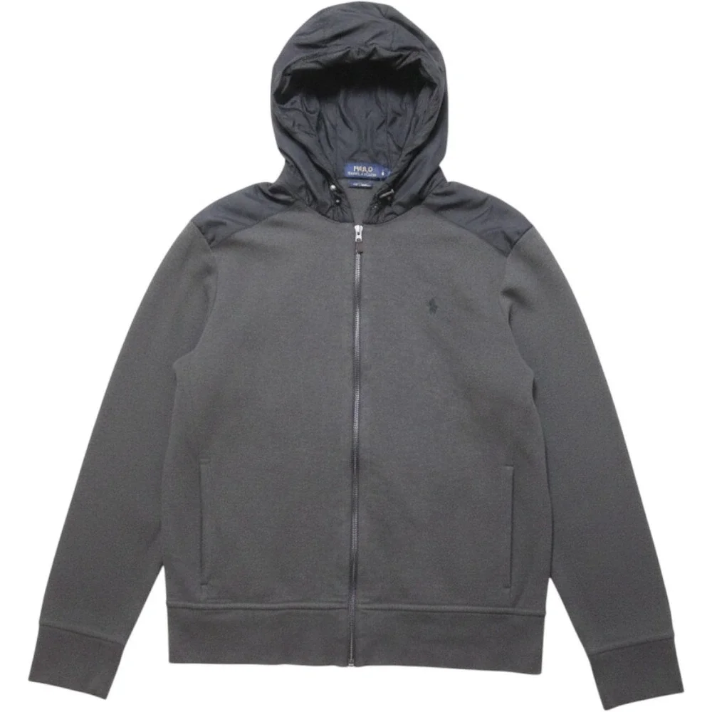 Polo Ralph Lauren Estate Rib Men Sz L Grey Hybrid Full Zip Hoodie Jacket (MJ120)