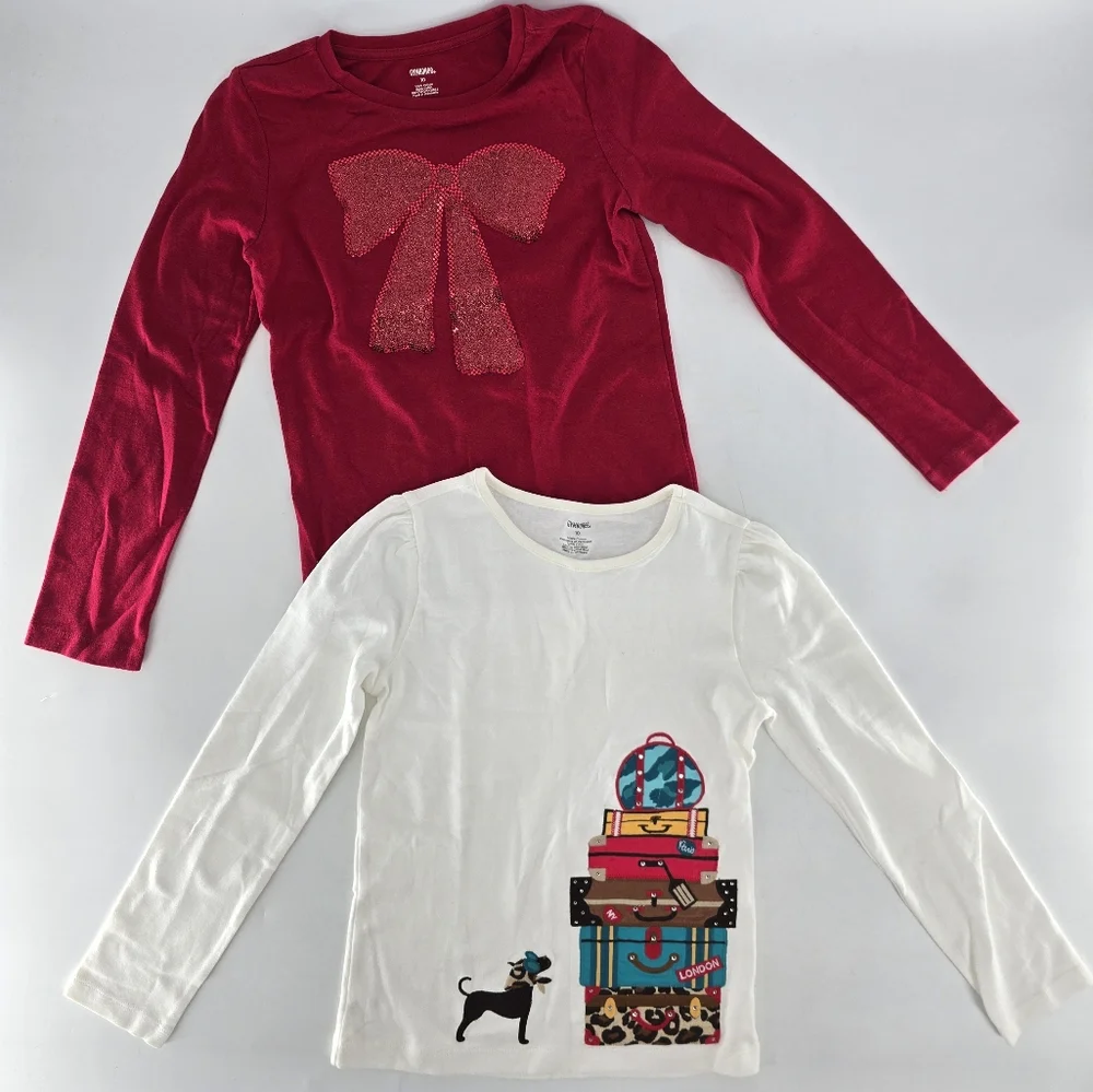 Gymboree Sparkling Bow and Suitcase‎ Long Sleeve Tees