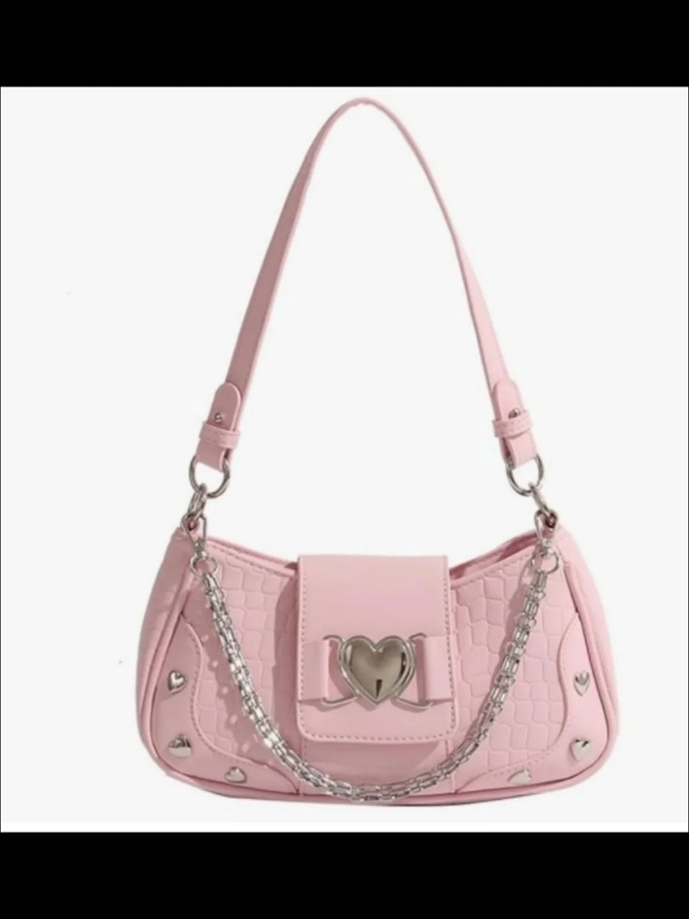 Pink Heart-Accent Shoulder Bag  New ,