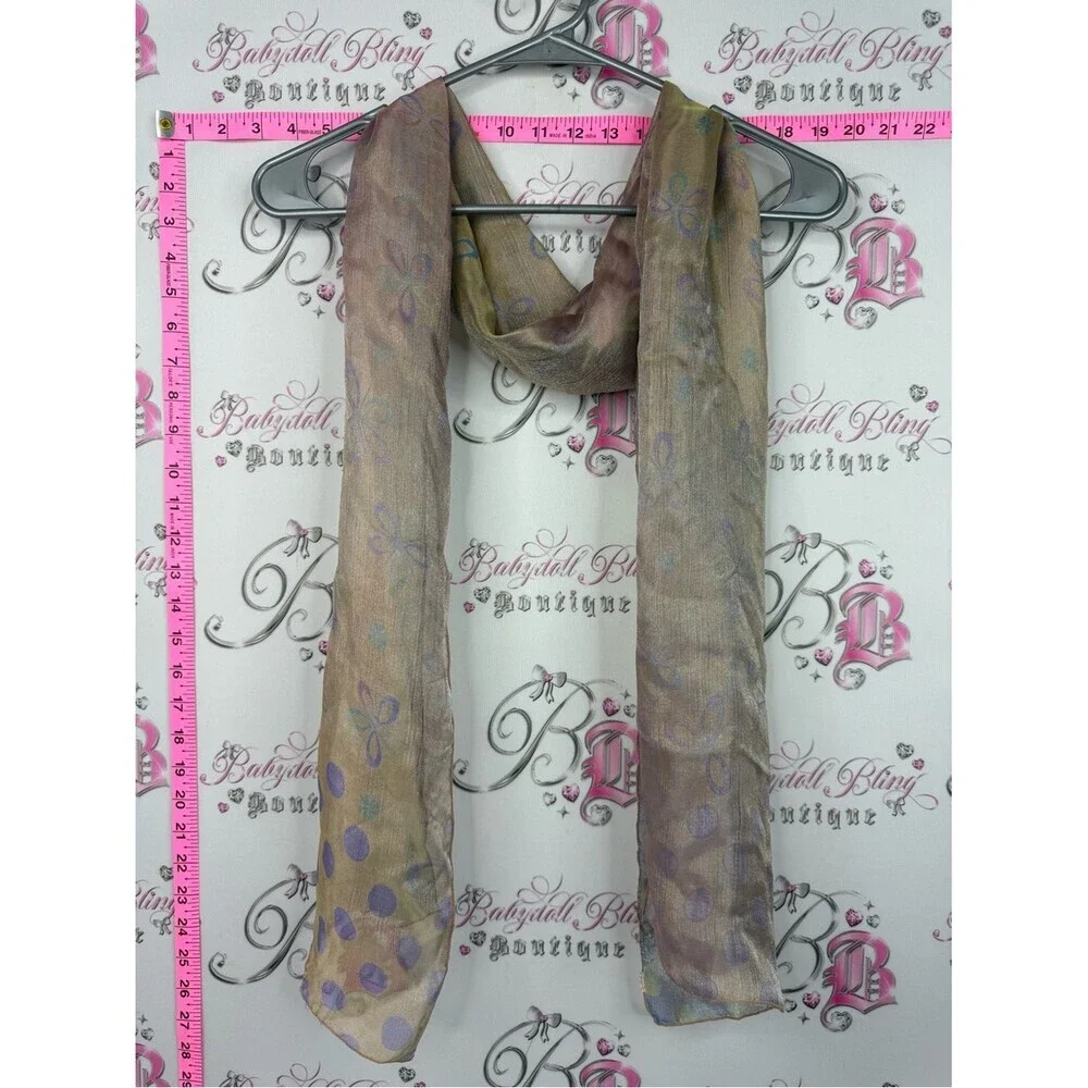 Lightweight Sheer Polka Dot Scarf in Taupe and Lavender