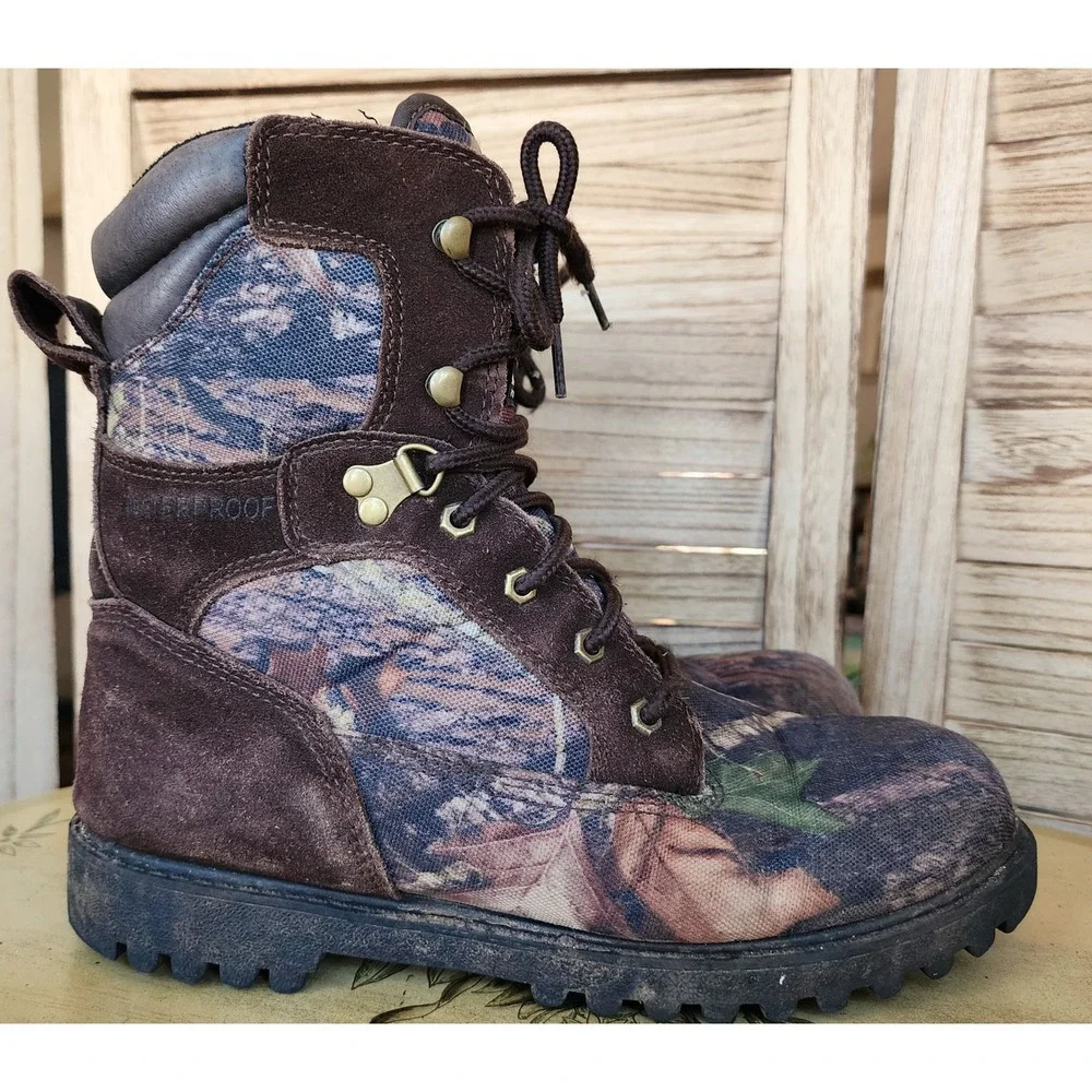 Brahma Sz 10 Brown Leather Camo Hunting Boots Hunter Thinsulate Waterproof Fall