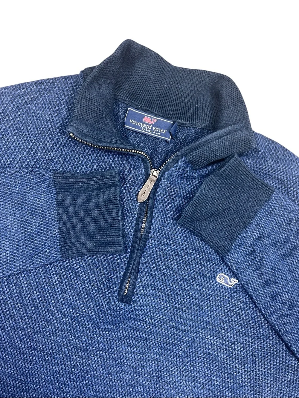 Vineyard Vines Sweater mens Medium Quarter Zip Pullover Navy Blue wool blend