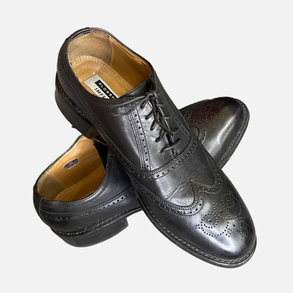 2001 Men’s Florsheim Imperial Kenmoor Black Leather Wing Tip Oxford Shoe Size 10