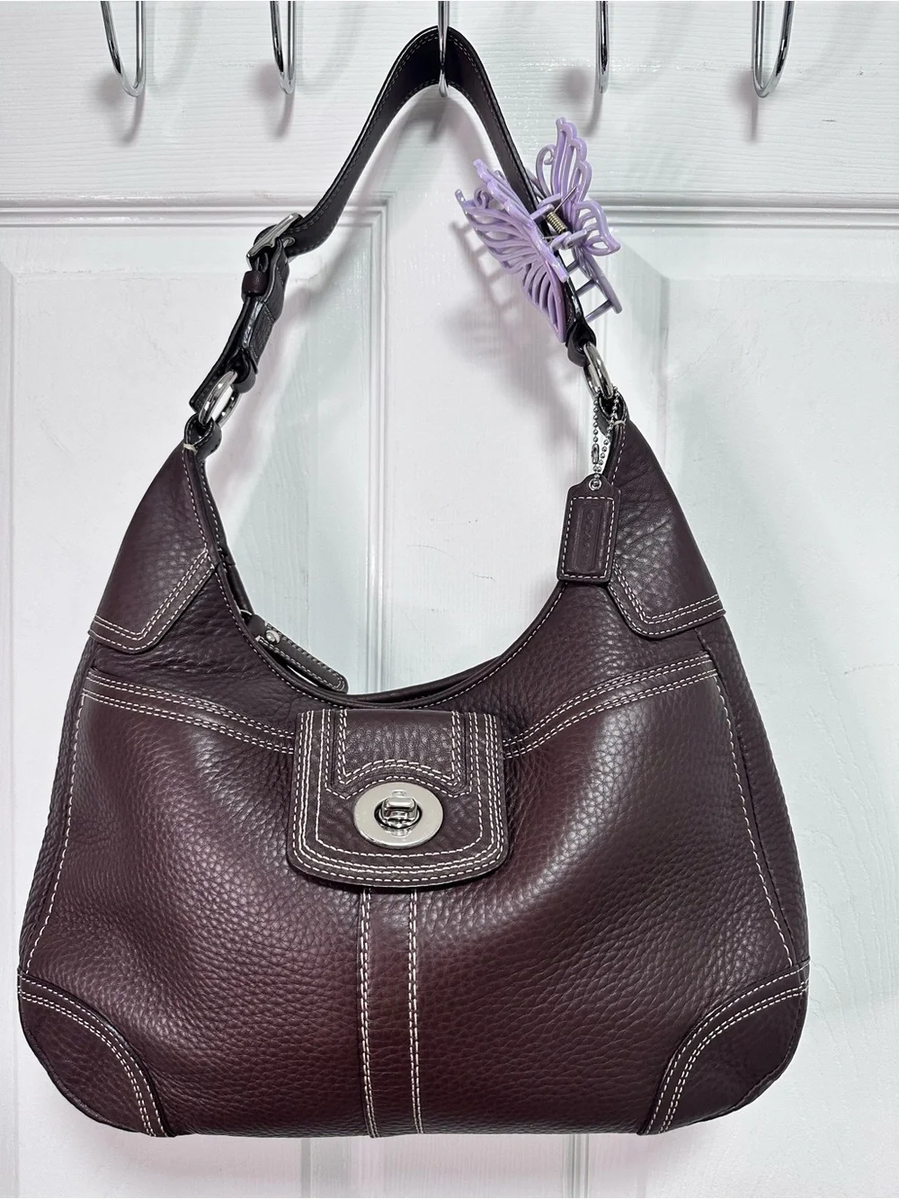 COACH Y2K black soho hamilton pebbled leather hobo purse f13956