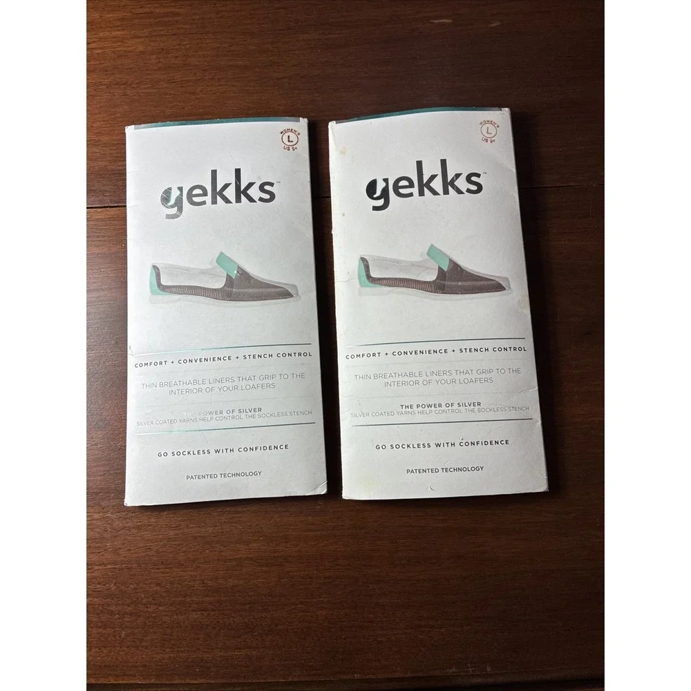 2 Gekks Shoe Liners  Sz Large Grips Inside  Comfort Odor Control Silver Coated