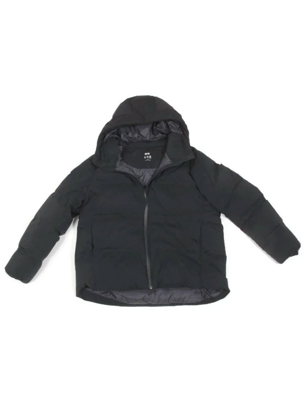 UNIQLO Seamless Down Parka Hooded Full Zip Quilted Cropped Black Size XL /295