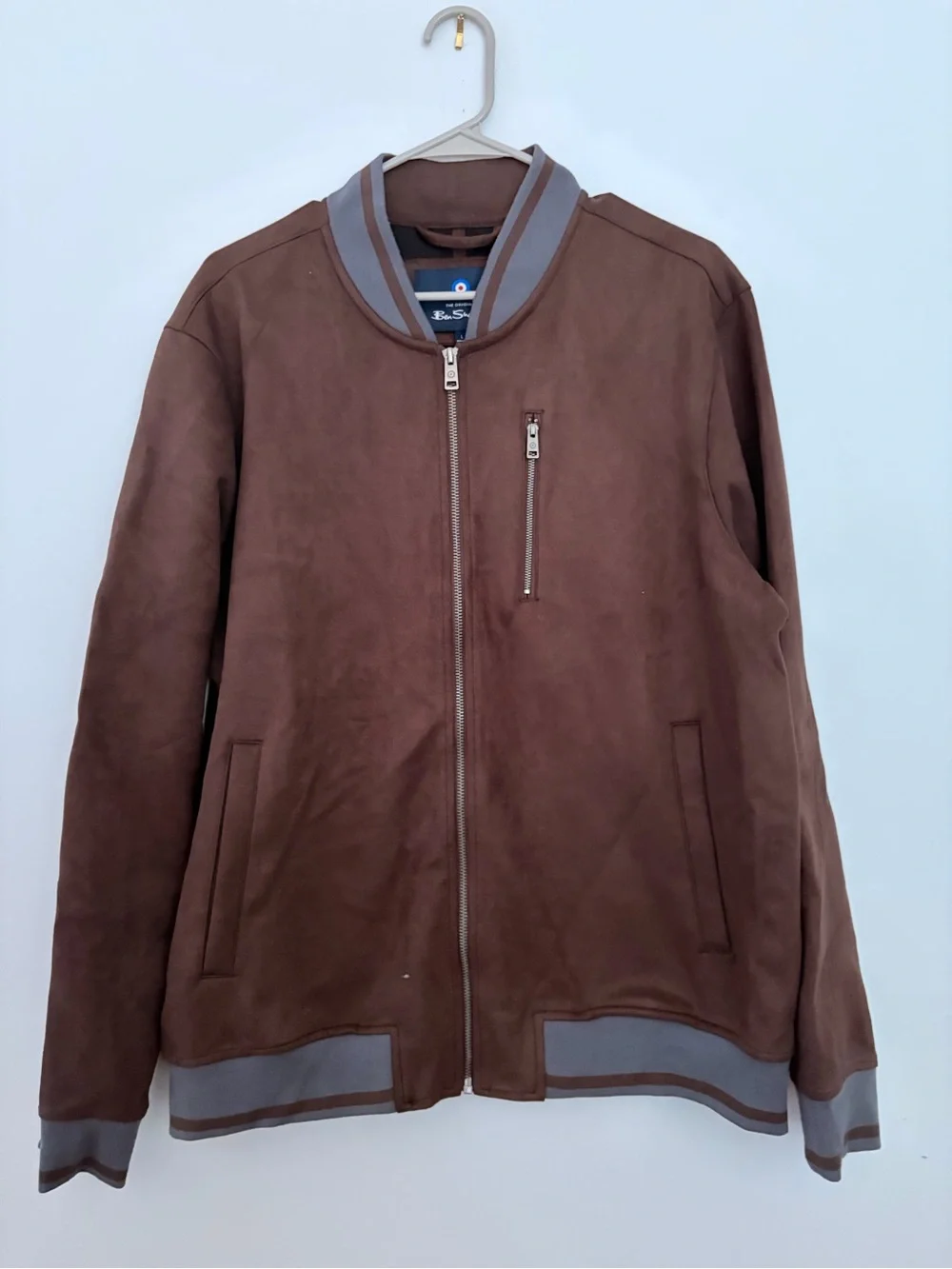 Ben Sherman Brown Bomber Jacket with Gray Trim