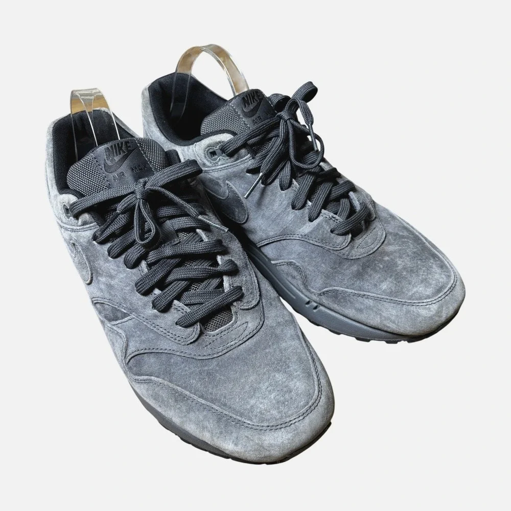 Nike Air Max 1 Men 12 Grey 875844-010 Premium Suede Low Top Sneakers