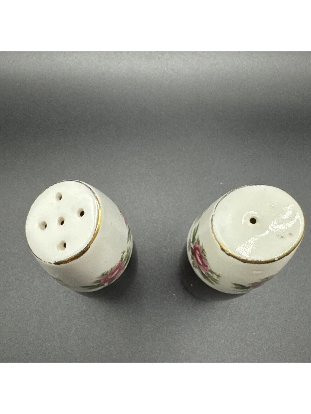N/A enhance your dining experience with these vintage nevco teak wood and floral porcelain salt and pepper shakers  beautifully crafted in the mid