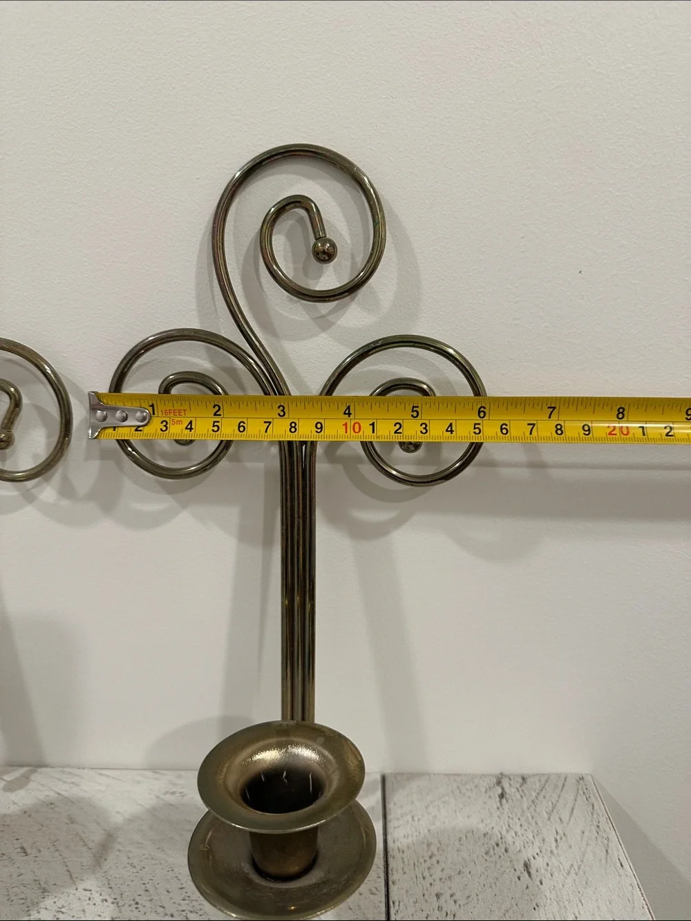 Home Interiors Wall-Mount Scroll Candle Holders in Antique Brass