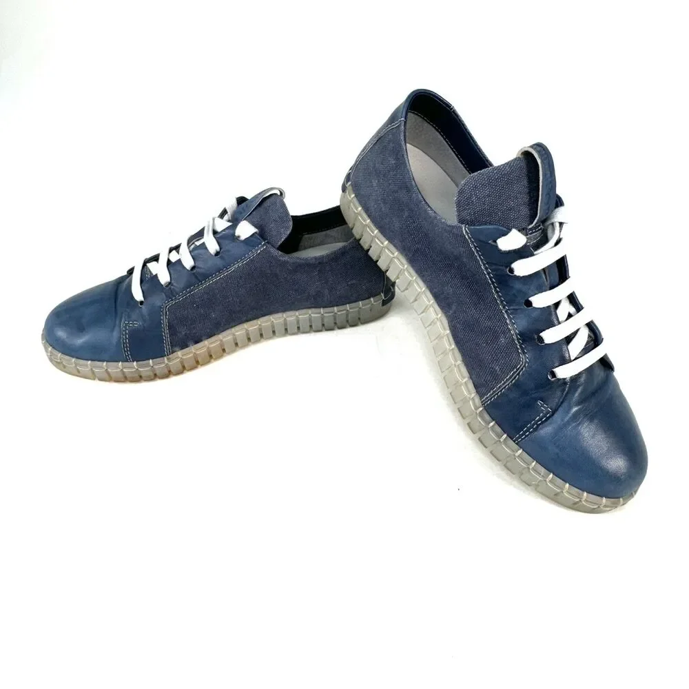 Andia Fora Low Sneakers Blue Canvas Lace Up Fashion Comfort Woman’s EU 39 US 8.5