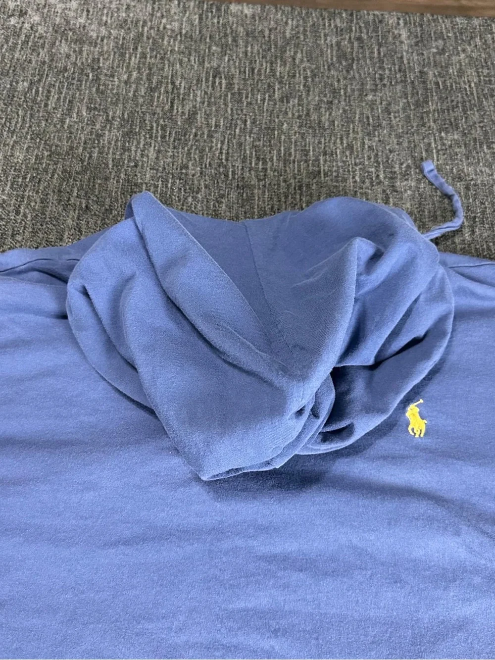 Polo Ralph Lauren Mens Blue Short Sleeve Hoodie Cotton Pullover Size Large