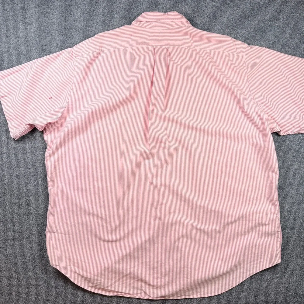 Ralph Lauren Button Down Shirt XXL Pink Pinstripe Short Sleeve Classic Fit
