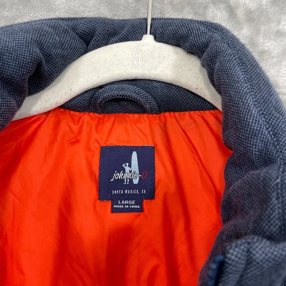 Johnnie O Puffer Vest Mens Large Mariner Blue  Quilted Insulated Nylon Lining