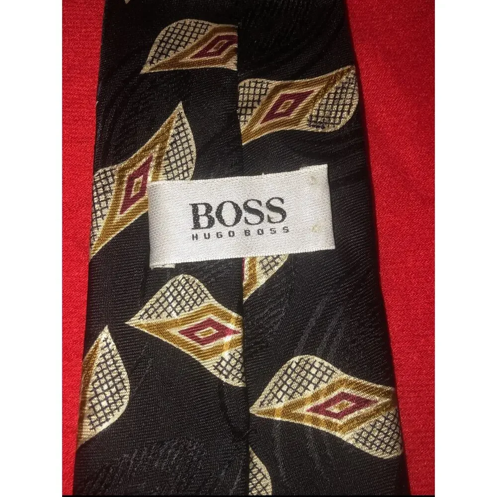 Hugo‎ Boss 100% Silk Abstract Print Designer men's Tie