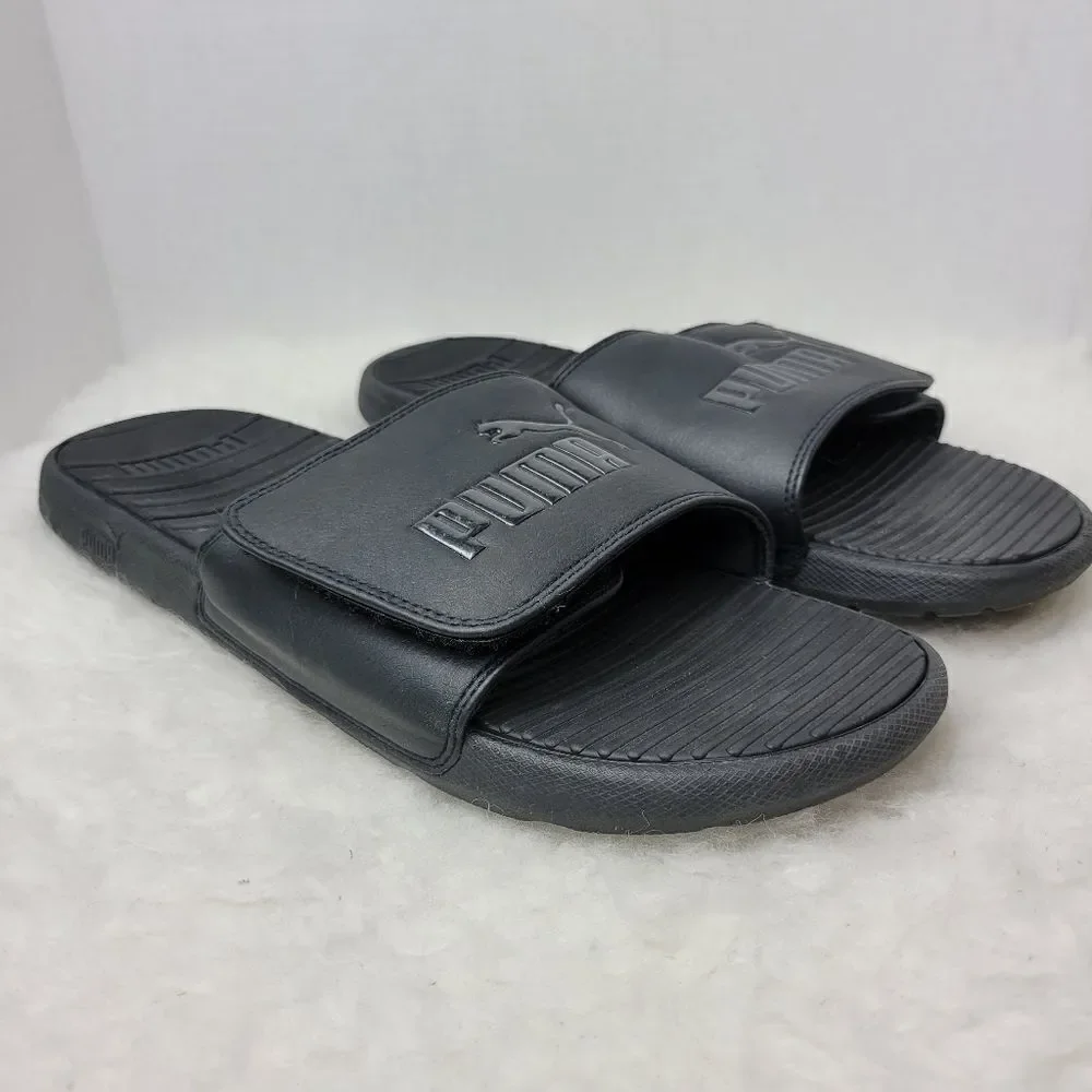 Puma Slides Men's Size 12 Black Comfy Casual Sandals Cushioned EUC