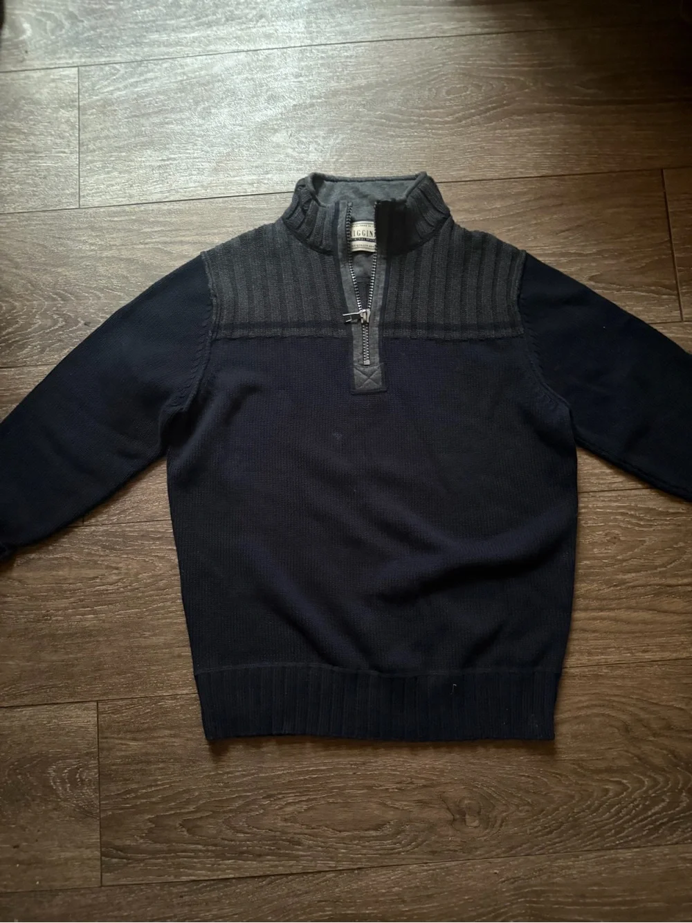 Men's Navy Half-Zip Sweater with Dark Gray