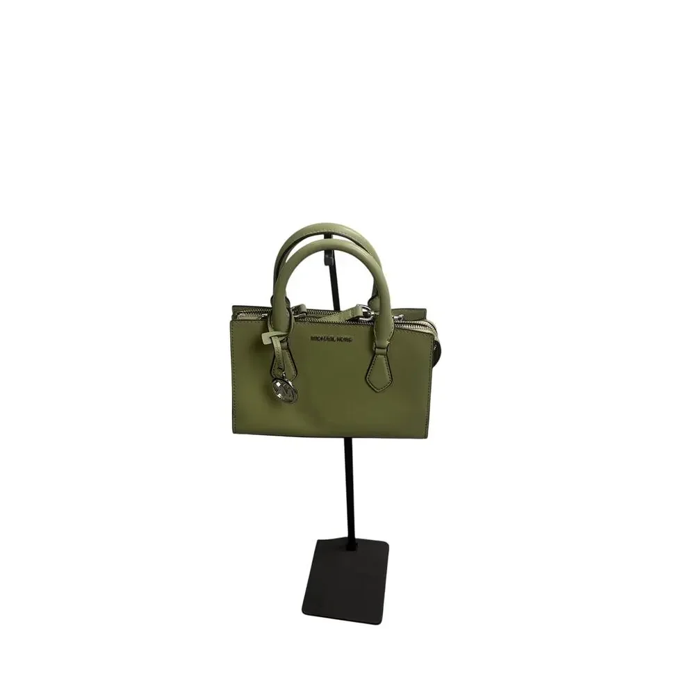 Michael Kors Sheila Light Sage Green Small Satchel Crossbody Bag w/ MK Charm