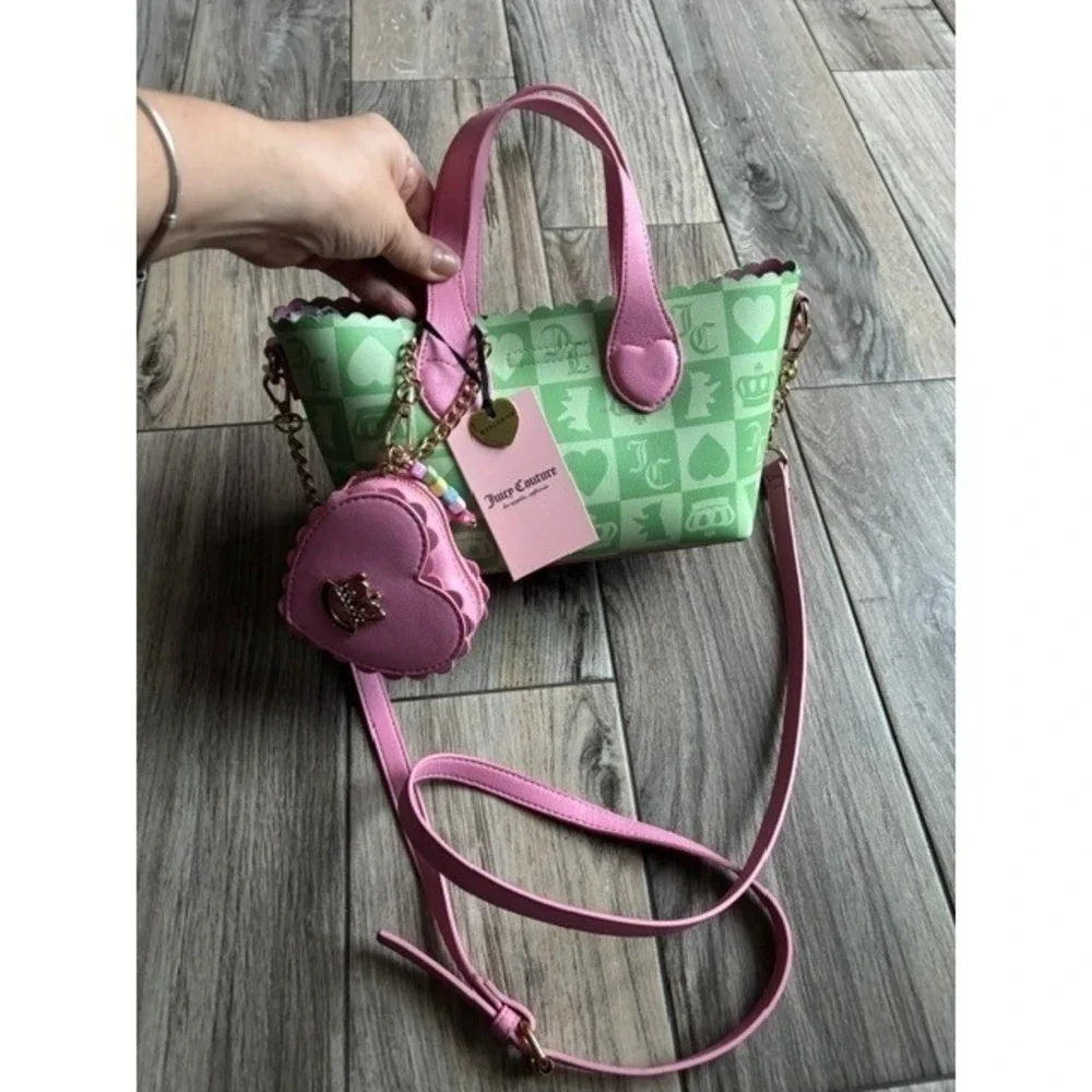 Juicy Couture Sweet Break Time Mini Bag Retro Green Pink Heart Y2K Coquette New‎