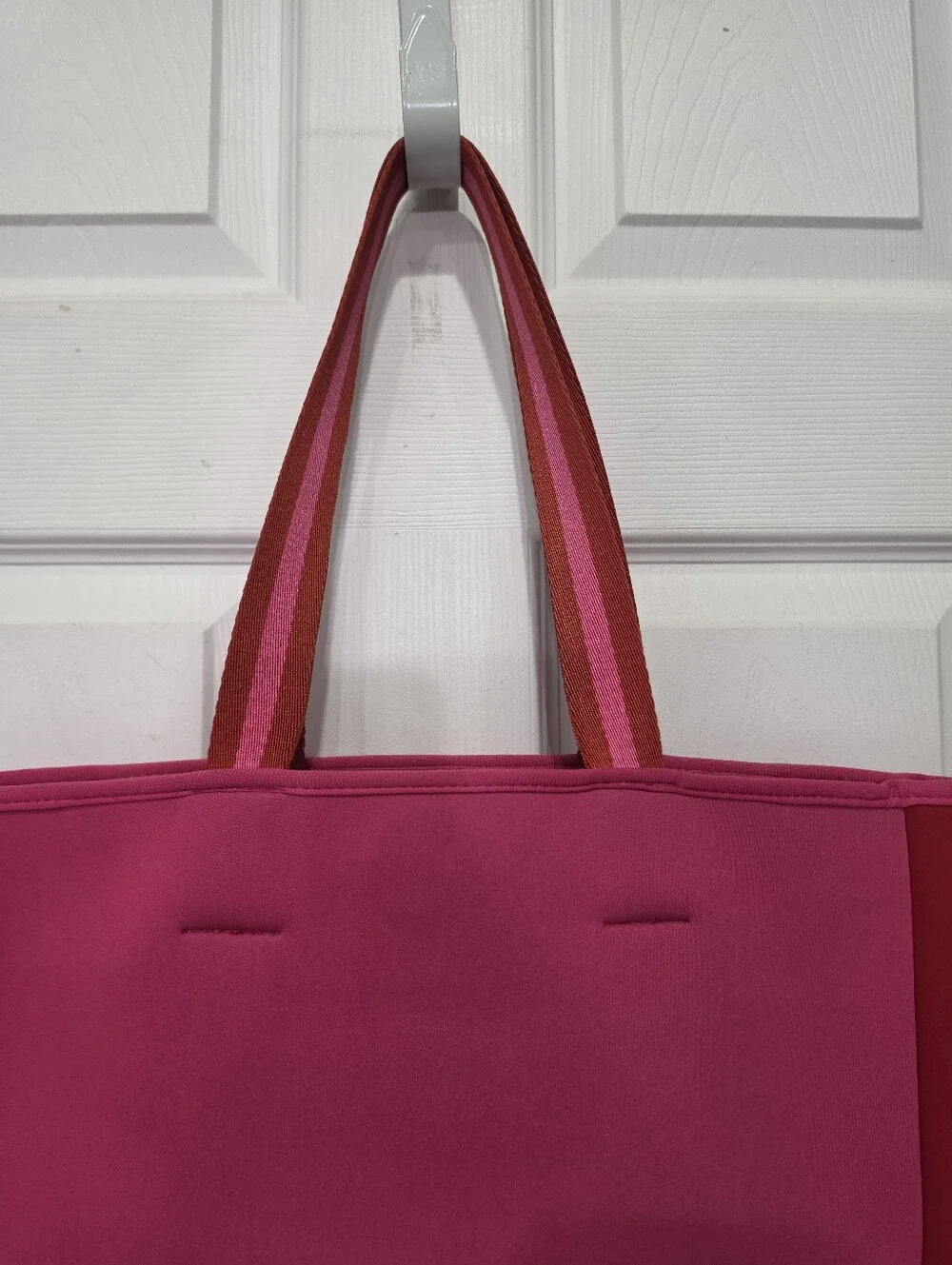 summersalt Red and Pink Striped-Handle Tote
