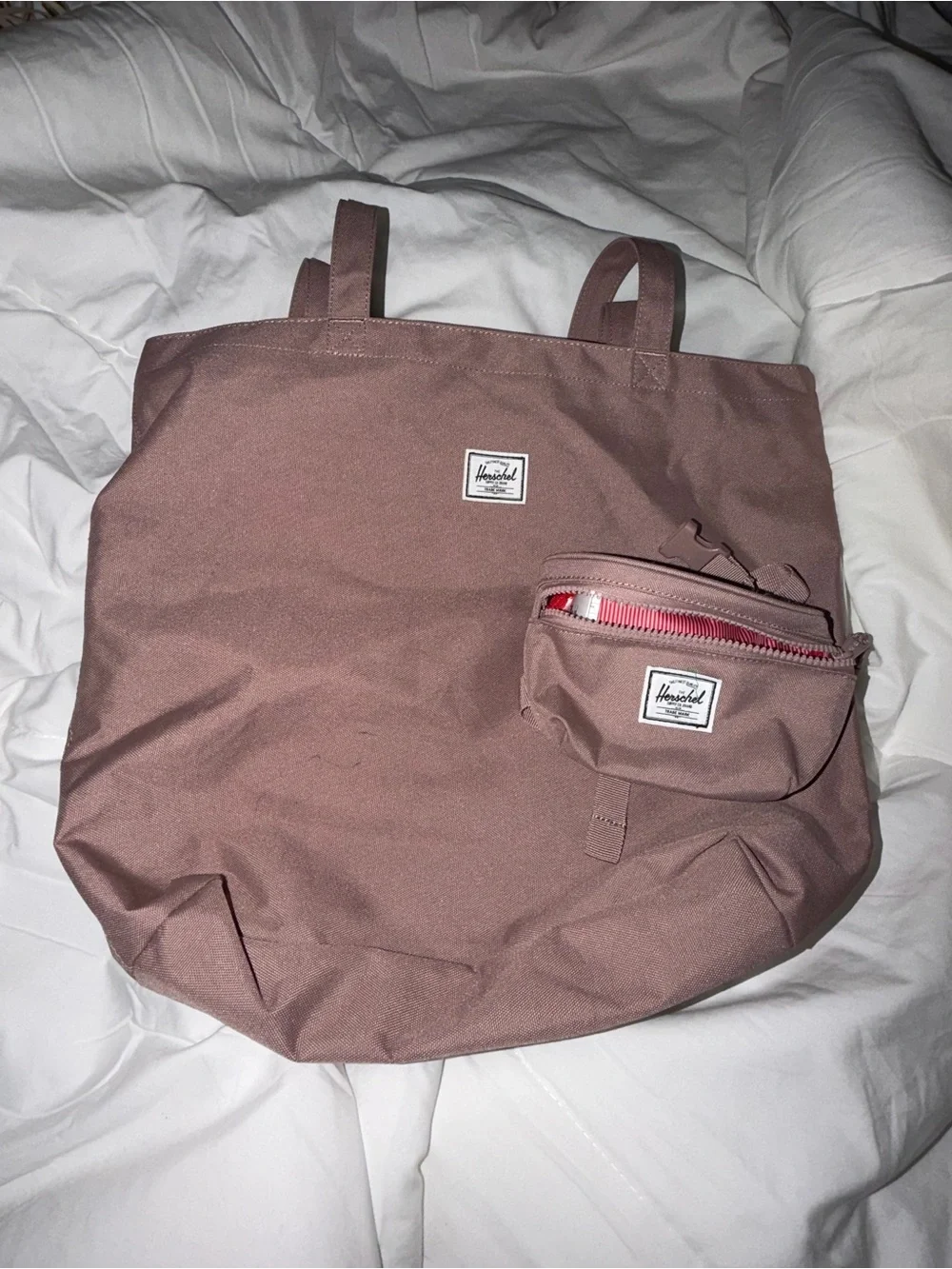 Herschel‎ Supply Company Dusty Rose Backpack Tote w/ matching Belt Bag