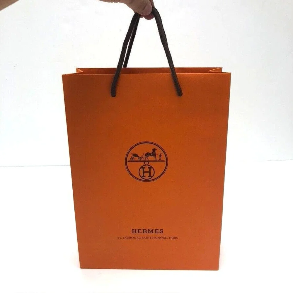 Hermes Authentic Orange Gift Paper‎ Shopping Bag Medium Rectangle 8.25x11.5x3.25