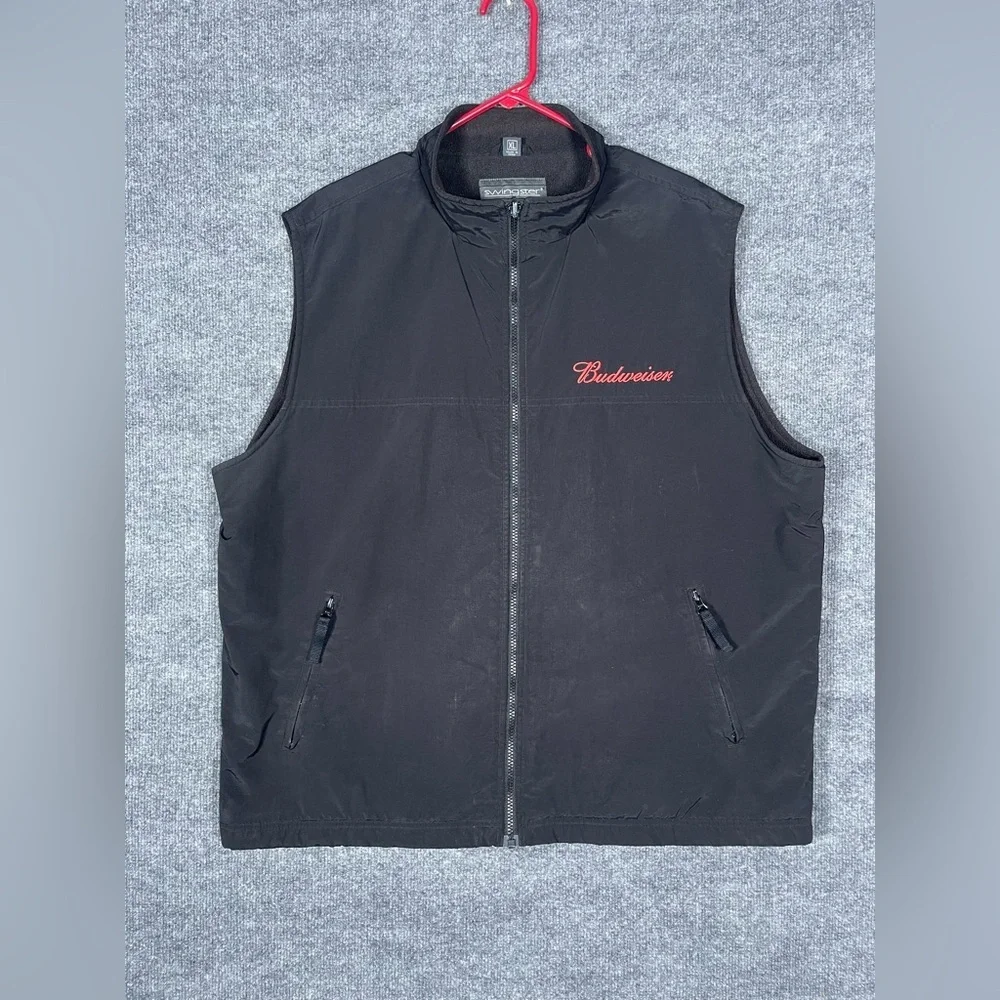 Swingster Budweiser Bud Light Men’s XL‎ Black Fleece Lined Embroidered Vest