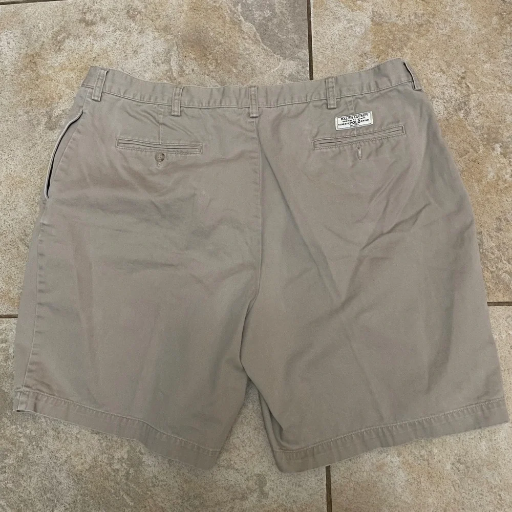 Polo Ralph Lauren Shorts Mens 36 Khaki Pleated Chino Preppy Tyler Shorts VTG 90s