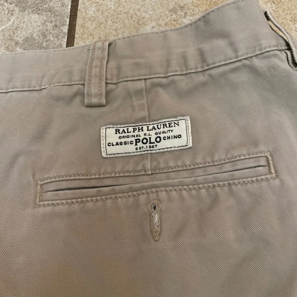 Polo Ralph Lauren Shorts Mens 36 Khaki Pleated Chino Preppy Tyler Shorts VTG 90s