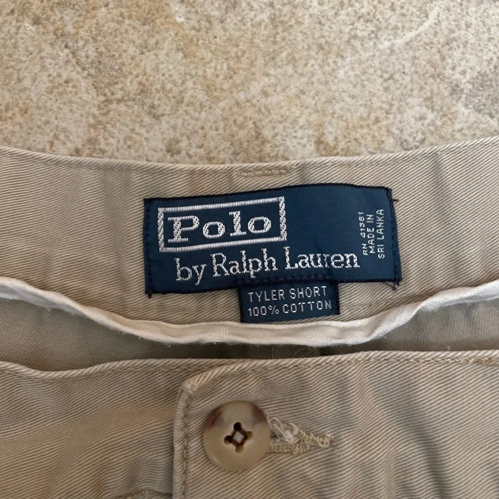 Polo Ralph Lauren Shorts Mens 36 Khaki Pleated Chino Preppy Tyler Shorts VTG 90s