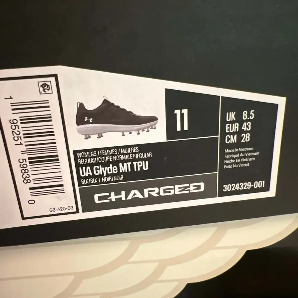 Under Armour Glyde Charged Molded Softball Cleat Women's‎ Black/White Size 11