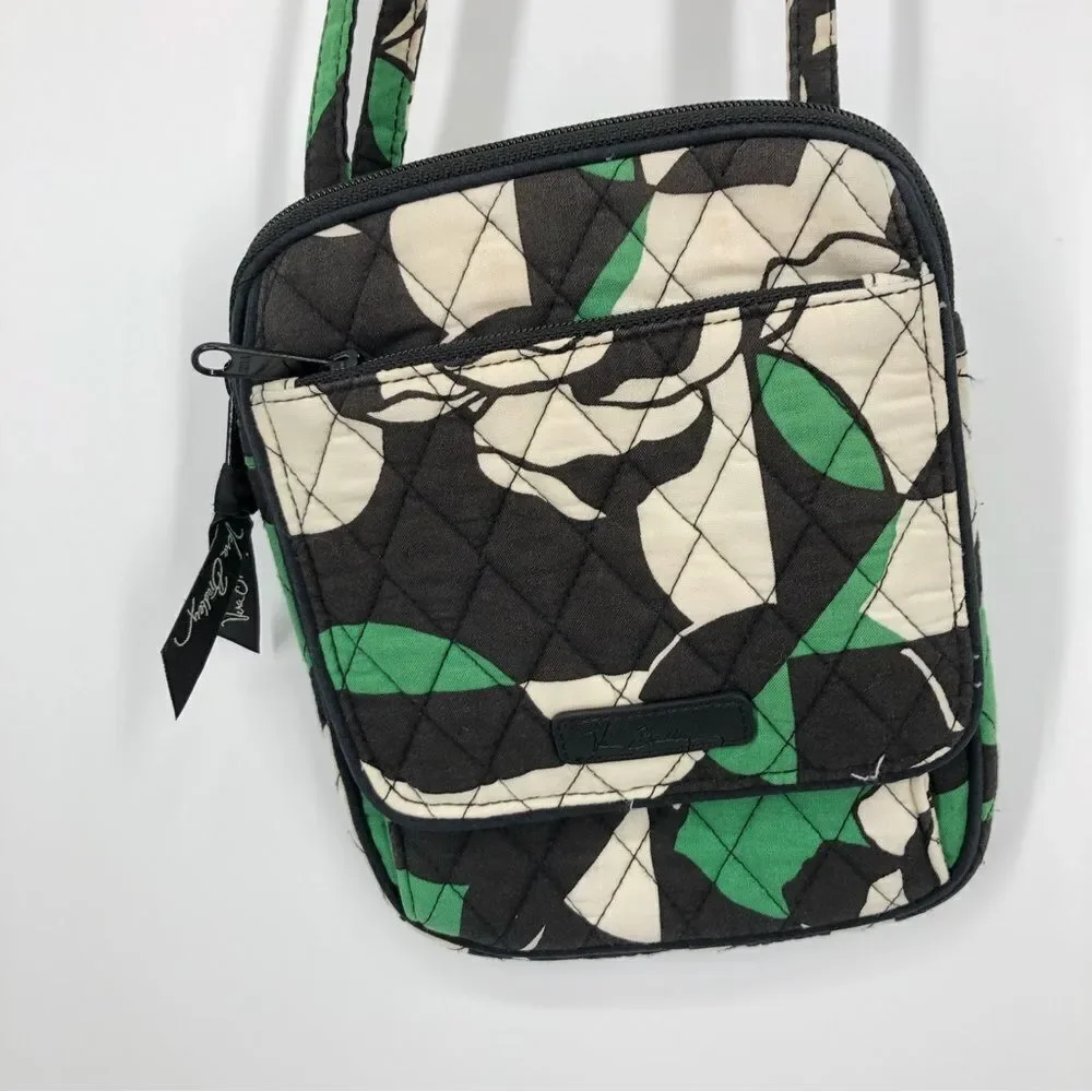 Vera Bradley‎ Hipster Purse Green White Black Quilted Small Crossbody
