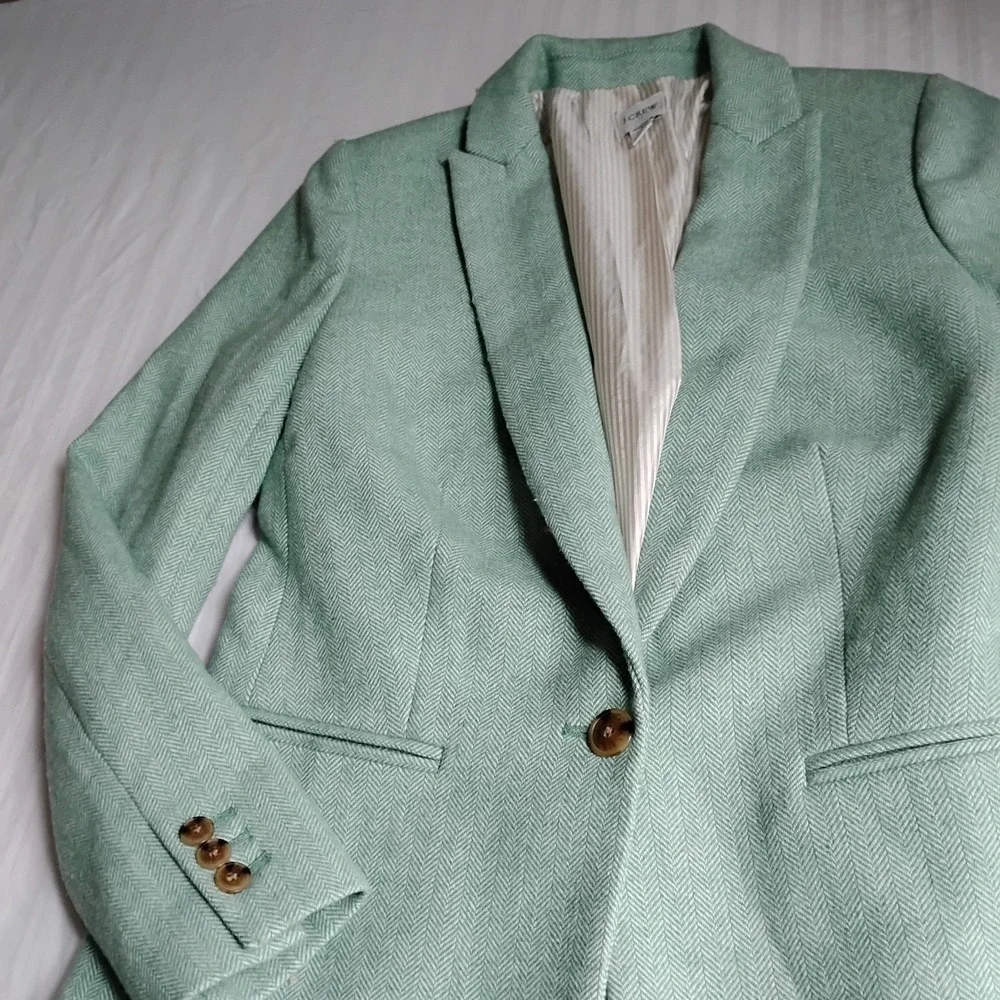 J. Crew Mint Green Tailored Single-Button Blazer