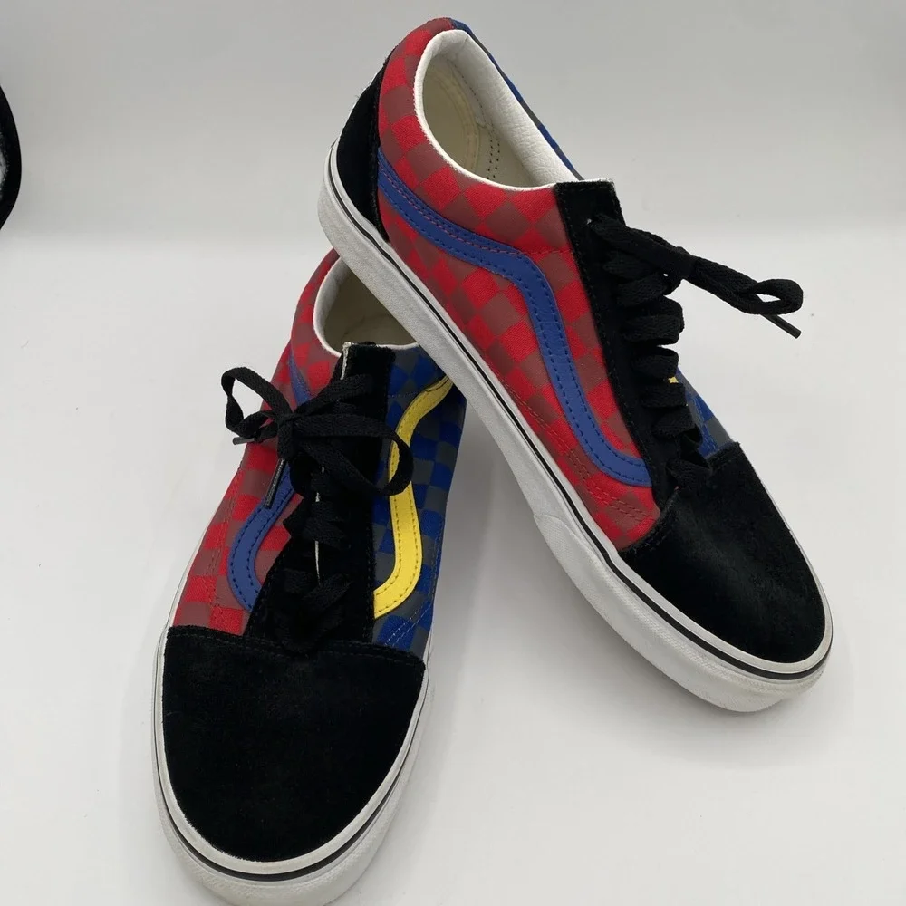Vans Multicolor Checkerboard Classic Shoes Mens 9 Womens 10.5 Lace Up‎ Suede Toe